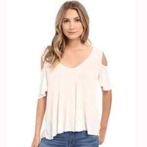 Free People One Bittersweet Ivory/White Peasant  Cold Shoulder Top XS